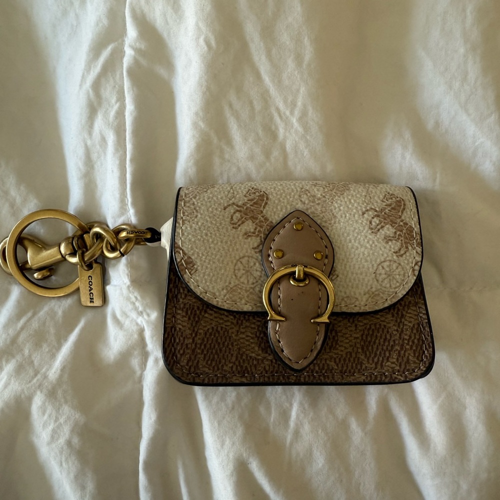 Coach Gold and Brown Keychain Card Holder